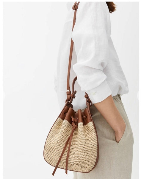  OTHER STORIES Leather Trim Woven Bucket Bag – Allthedress Studio